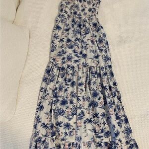 Floral Maxi Dress in Blue and White